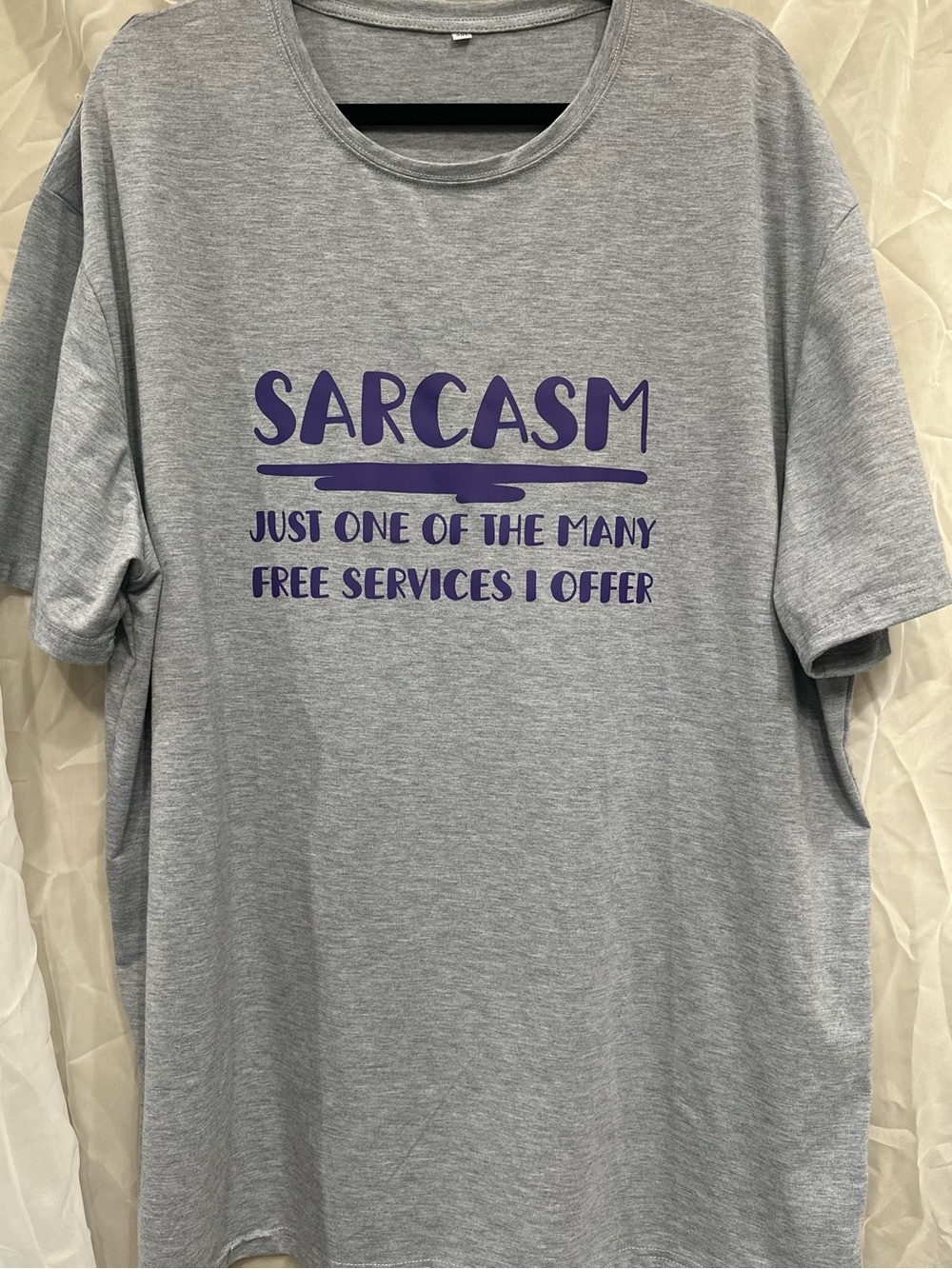 Men's Grey 'Sarcasm' Graphic T-Shirt - Purple Print